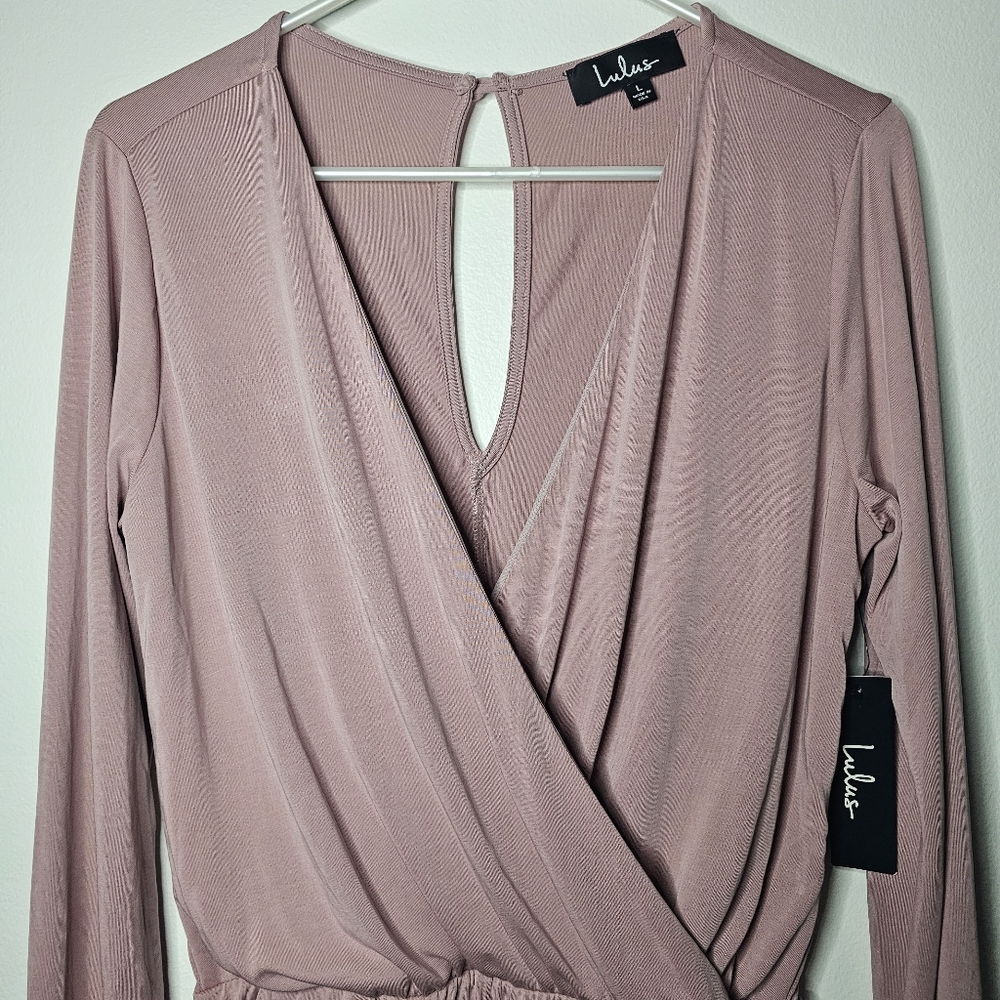 Lulus Striking Looks Blush Pink Long Sleeve Bodysuit Sz L - Picture 3 of 13